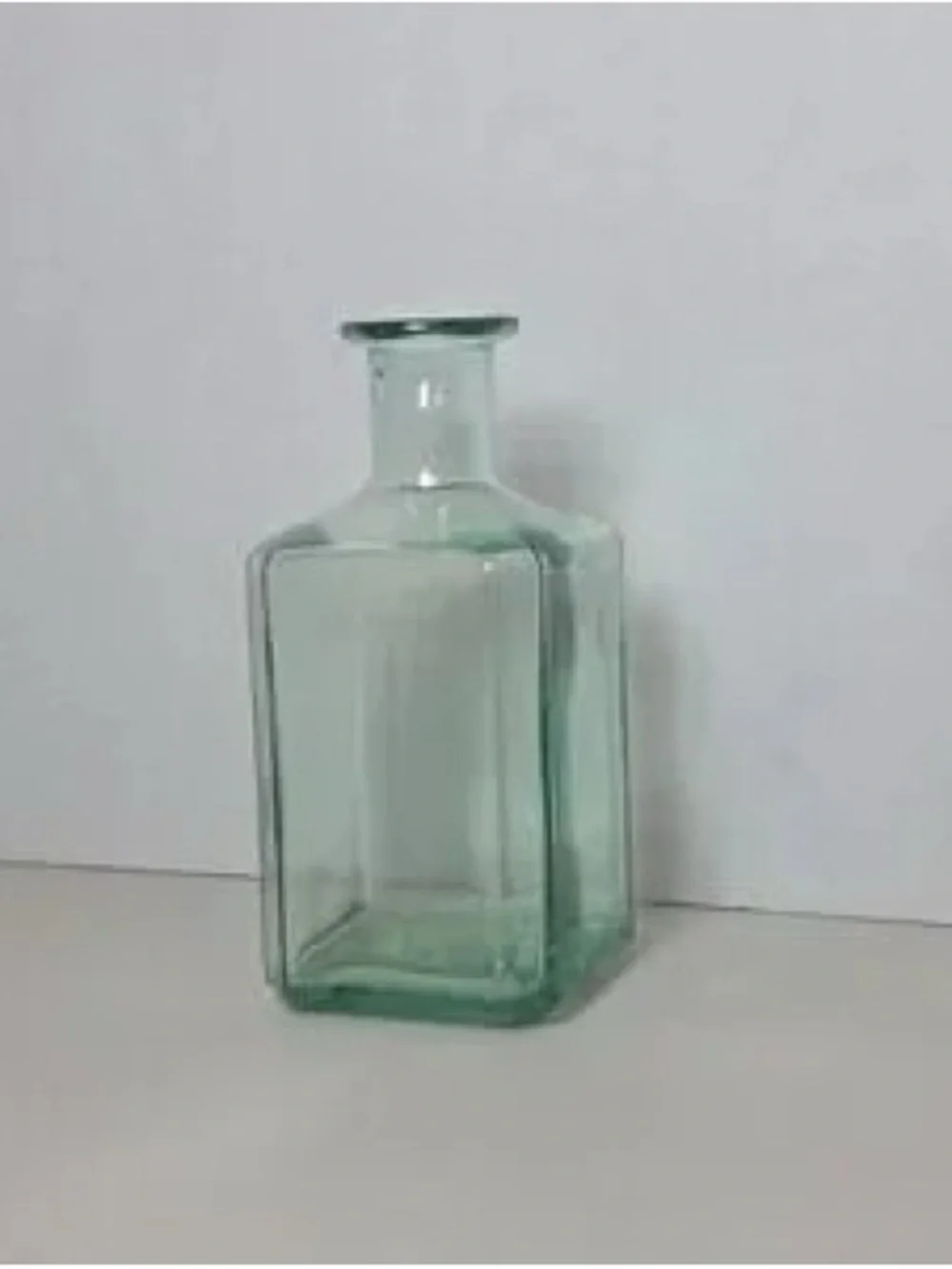 Clear Aqua Glass Square Apothecary Bottle - Decorative Home Accent